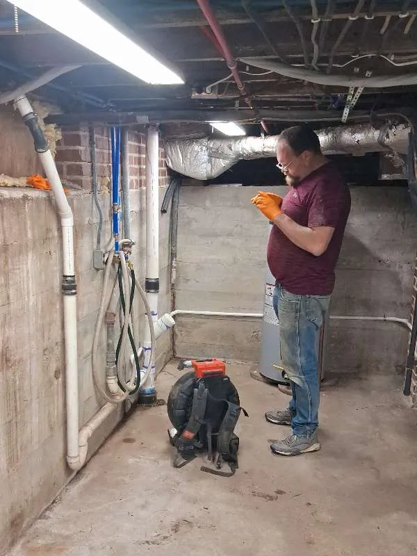 Drain camera inspection in a Muskogee OK basement to locate a collapsed drain line