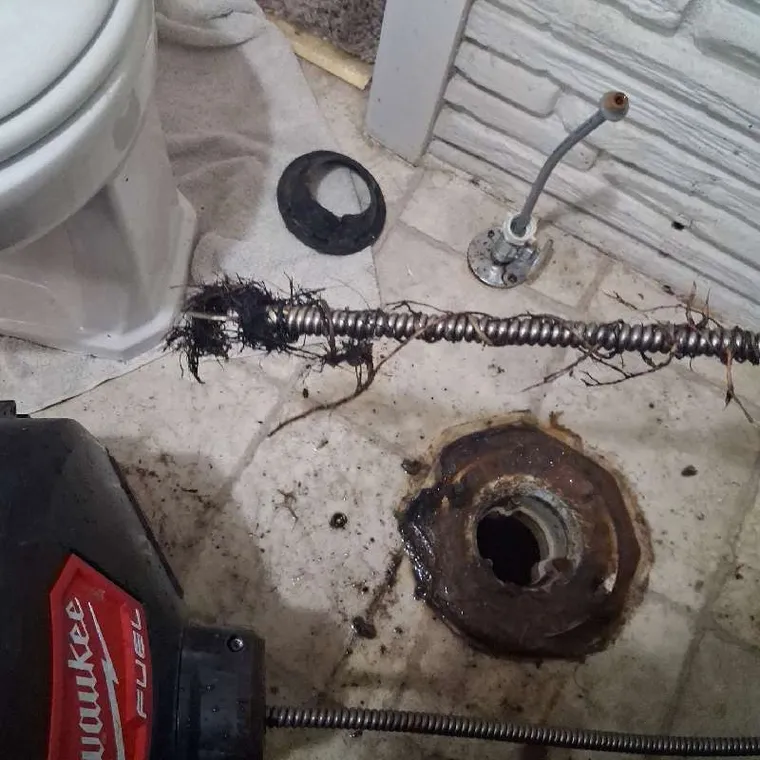 Toilet drain cleaning equipment used to clear a blockage in Tahlequah