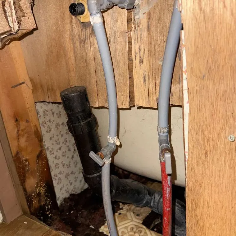 Sewer line repair under home in Tahlequah Oklahoma replacing poly supply line