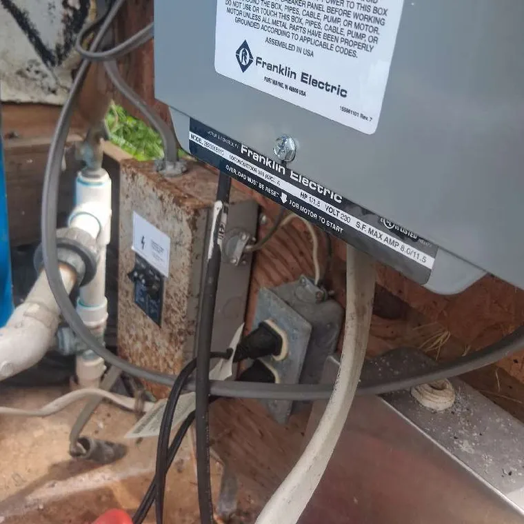 Franklin Electric well pump control box installed during well pump repair service near Tahlequah, OK