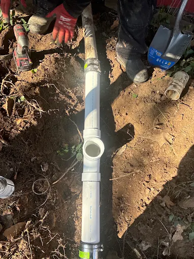Clog Hunter repairing a sewer line on an Eastern Oklahoma property